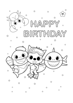 Happy Birthday With Baby Shark Tracing Shape Pdf, Free Vectors File